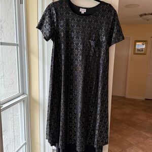 LuLaRoe Carly Black Dress with Silver and Gold Accents
